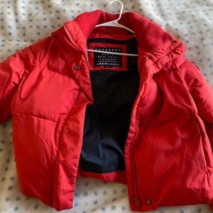 Superdry cropped Red Puffer Jacket